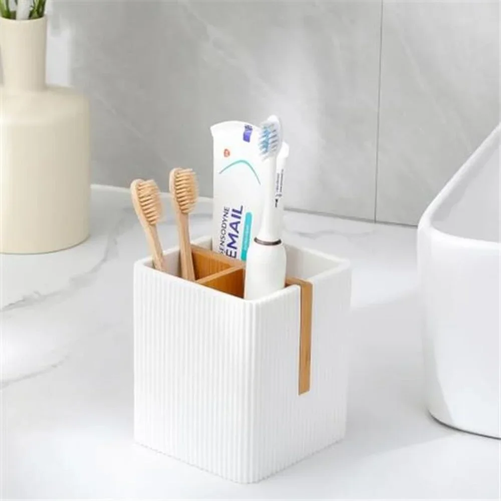 Toothbrush Holder 3 Slots Bathroom Countertop Organizer Electric Toothpaste Stan